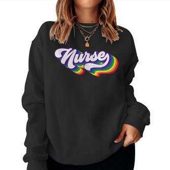 Retro Nurse Lgbt Gay Pride Ally Vintage Pride Nursing Lgbt Women Sweatshirt - Monsterry DE