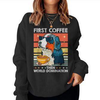 Retro Pet Sunglasses Coffee Vintage Bernese Mountain Dog Women Sweatshirt - Monsterry DE