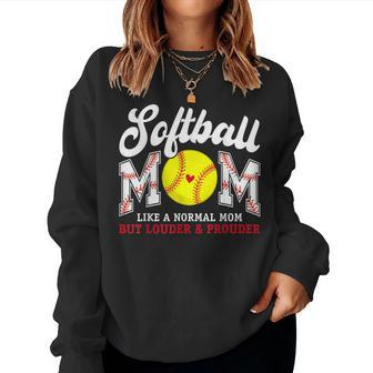 Retro Softball Mom Like A Normal Mom But Louder And Prouder Women Sweatshirt - Monsterry DE