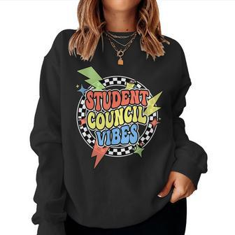 Retro Student Council Vibes Groovy School Student Council Women Sweatshirt - Seseable