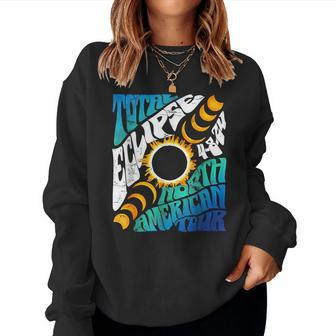 Retro Total Eclipse 2024 Groovy North American Tour Concert Women Sweatshirt - Seseable