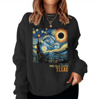 Retro Total Solar Eclipse 2024 Texas For Kid Women Sweatshirt - Seseable