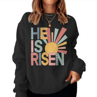 He Is Risen Matthew 286 Easter Day Christian Jesus Bunny Women Sweatshirt - Seseable