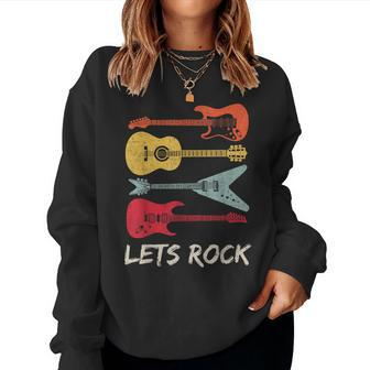 Lets Rock Rock N Roll Guitar Retro Women Women Sweatshirt - Thegiftio UK