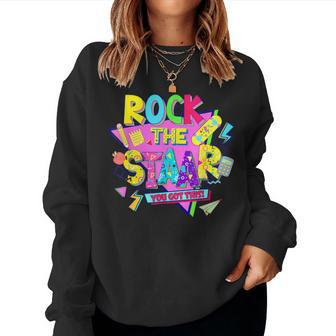 Rock The Staar Test Testing Day Retro Groovy Teacher Stars Women Sweatshirt | Mazezy