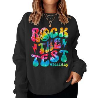 Rock The Test Testing Day Retro Motivational Teacher Student Women Sweatshirt | Mazezy DE