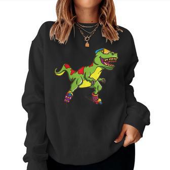 Roller Skates For Boys Girls Skating T Rex Skater Women Sweatshirt - Thegiftio UK