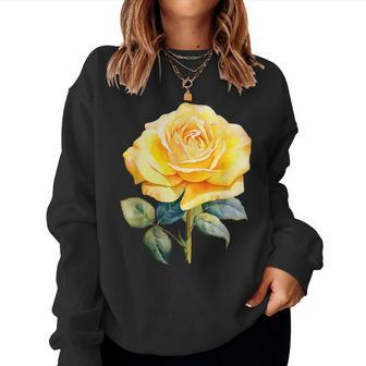 Rose Flower Yellow Floral Women Sweatshirt - Seseable