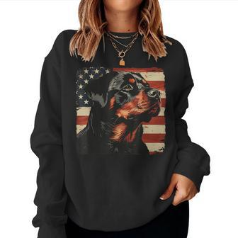 Rottweiler Dog Usa Patriotic Fourth Of July Women Women Sweatshirt - Monsterry UK