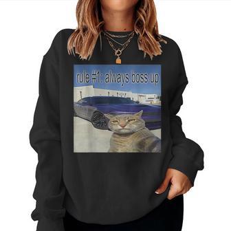 Rule 1 Always Boss Up Cat Meme For Women Women Sweatshirt - Monsterry UK