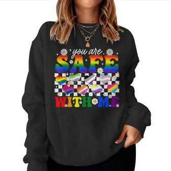 You Are Safe With Me Rainbow Gay Transgender Lgbt Pride Women Sweatshirt - Monsterry CA