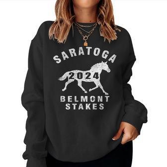 Saratoga Springs Ny 2024 Belmont Stakes Horse Racing Vintage Women Sweatshirt - Seseable