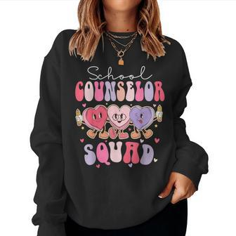 School Counselor Squad Retro Groovy Valentines Day Women Sweatshirt - Monsterry