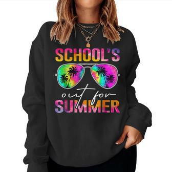 Schools Out For Summer Tie Dye Last Day Of School Teacher Women Sweatshirt - Seseable