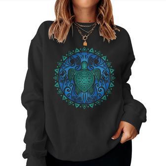 Sea Turtle Tribal Hawaiian Hawaii Turtles Lover Women Sweatshirt - Monsterry UK