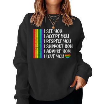 I See Love Accept You Lgbtq Gay Rainbow Pride Flag Women Sweatshirt - Monsterry AU