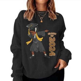 Senior 2024 Graduation African Black Girl Dabbing Afro Women Women Sweatshirt - Monsterry UK