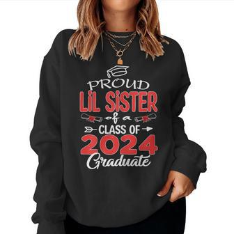 Senior 24 Proud Lil Sister Of A Class Of 2024 Graduate Women Sweatshirt - Thegiftio UK