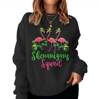 Shenanigan Squad Irish Flamingo Leprechaun St Patrick's Day Women Sweatshirt - Seseable