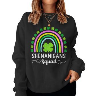 Shenanigans Squad Green Four Leaf Clover Rainbow St Women Sweatshirt - Thegiftio UK