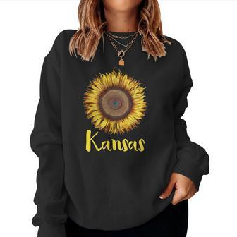Single Sunflower State Of Kansas Flower Apparel Women Sweatshirt - Monsterry UK