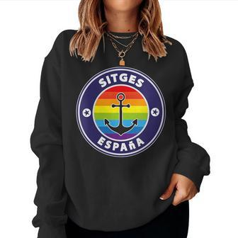 Sitges Spain Beach Retro Sailing Holiday Surfer Lgbt Souvenir Women Sweatshirt - Monsterry DE
