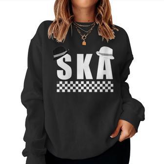 Ska Music Checkered Panel Women Sweatshirt - Thegiftio UK