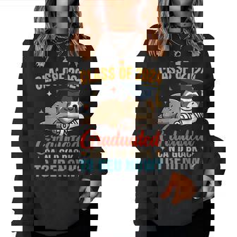 Sloth Graduation Class Of 2024 Graduated Can Go Back To Bed Women Sweatshirt | Mazezy