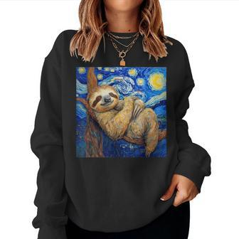 Sloth Van Gogh Style Starry Night Women Sweatshirt - Monsterry