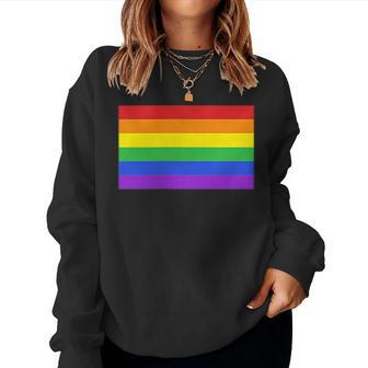 Small Pride Flag Subtle Pride Rainbow Lgbt Gay Pride Month Women Sweatshirt - Monsterry