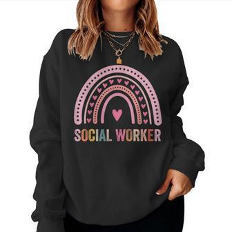 Social Worker Rainbow 2023 School Social Worker Outfit Women Sweatshirt - Monsterry