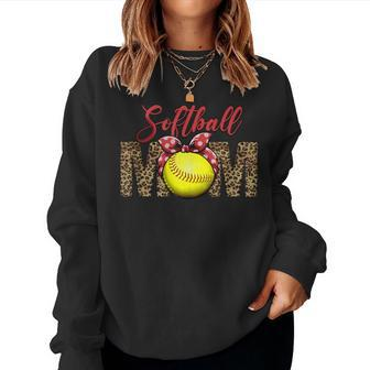 Softball Baseball Mom Leopard Mother's Day Women Sweatshirt - Monsterry