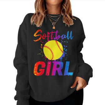 Softball Girl Bat & Ball Player Baller Baseball Lovers Women Sweatshirt - Monsterry UK