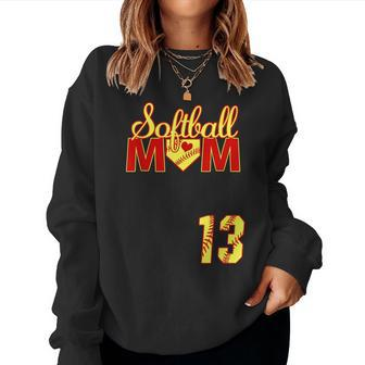 Softball Mom Mother's Day 13 Fastpitch Jersey Number 13 Women Sweatshirt - Monsterry UK