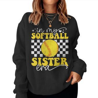 In My Softball Sister Era Groovy Retro Proud Softball Sister Women Sweatshirt - Monsterry DE