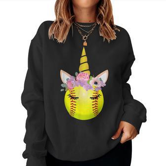 Softball Unicorn Unicorn Lover For Girls Women Sweatshirt - Monsterry DE