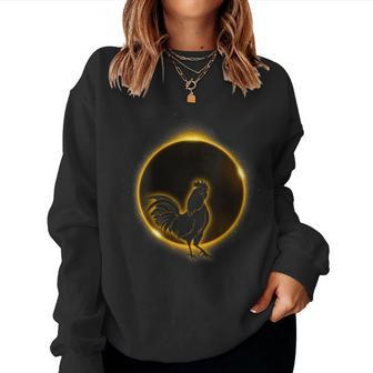 Solar Eclipse 2024 Chicken Rooster Astronomy Lovers Women Sweatshirt - Monsterry DE