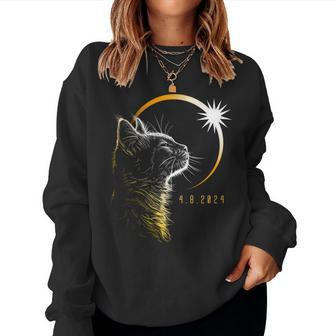 Solar Eclipse Cat 2024 Totality April 8 Girls Boys Women Sweatshirt | Mazezy