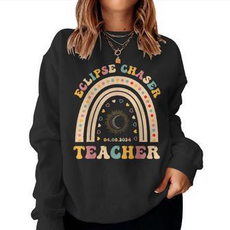 Solar Eclipse Chaser 2024 April 8 Teacher Teaching Educator Women Sweatshirt - Seseable