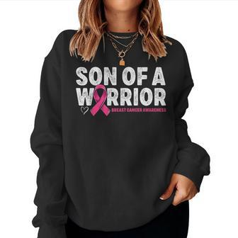 Son Of A Warrior Breast Cancer Awareness Pink Ribbon Mom Women Sweatshirt - Monsterry