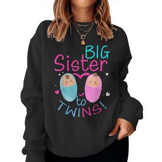 Soon To Be Big Sister To Twins Baby Boy Girl 2024 Reveal Women Sweatshirt - Monsterry UK