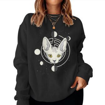 Sphynx Cat Moon Phase Gothic Women Sweatshirt - Monsterry