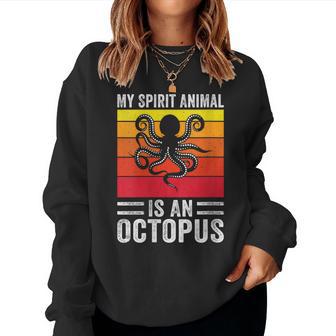 My Spirit Animal Is An Octopus Retro Vintage Women Sweatshirt - Monsterry