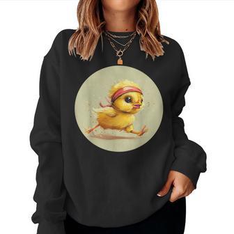 Sporty Chicken Runs For Marathon Costume Women Sweatshirt - Thegiftio UK