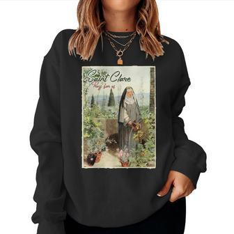 St Clare Of Assisi Italian Catholic Saint Light Women Sweatshirt - Monsterry AU