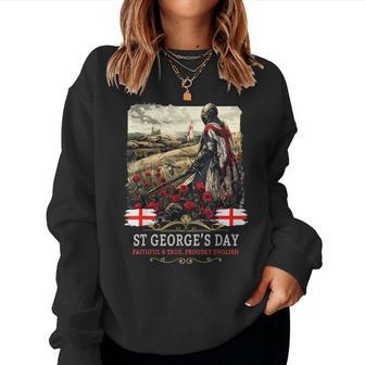 St Georges Day Outfit Idea For & Novelty English Flag Women Sweatshirt - Thegiftio UK