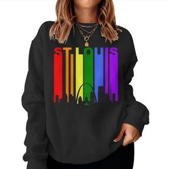 St Louis Missouri Lgbtq Gay Pride Rainbow Skyline Women Sweatshirt - Monsterry DE