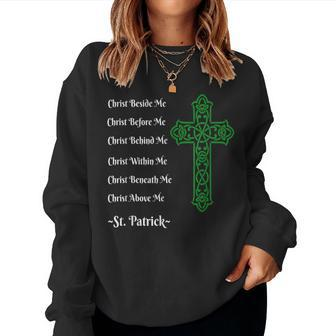 St Patrick's Prayer Irish Green Christian Cross Women Sweatshirt - Monsterry CA