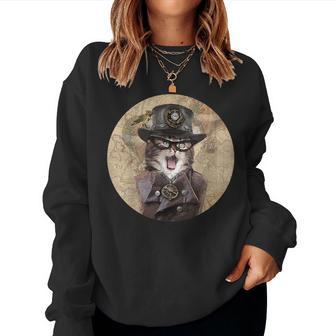 Steampunk Cat & Soft Lightweight 6554 Women Sweatshirt - Monsterry UK