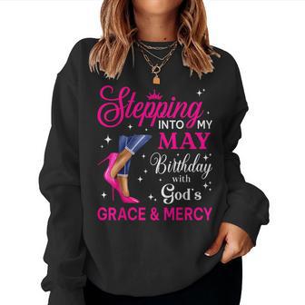 Stepping Into My May Girls High Heels Birthday Women Sweatshirt - Seseable